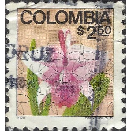 COLOMBIA, FLOWER, Orchid, Cattleya labiata, brown 1978, $2.50