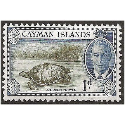 Cayman Islands 1950 SG137 1d Olive-Green & Deep Blue Mounted Mint . .. .