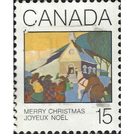 CANADA, CHRISTMAS, Church on Christmas morning, yellow 1980, 15c