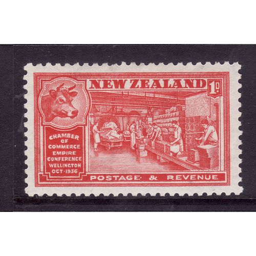 NEW ZEALAND 1936 SG 594 1d SCARLET WOOL M / MINT #3