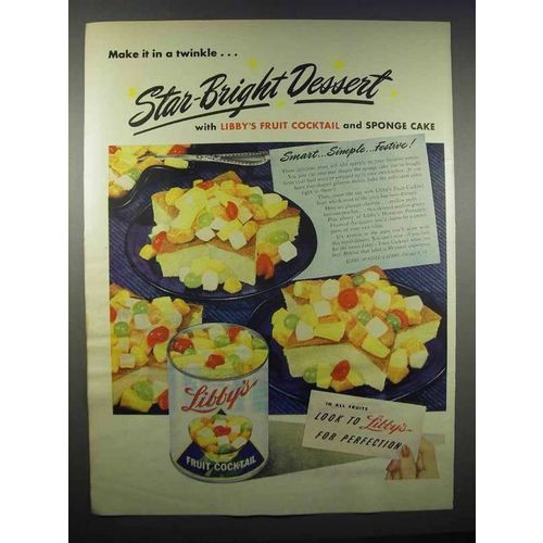 1947 Libby's Fruit Cocktail Ad - Star-Bright Dessert