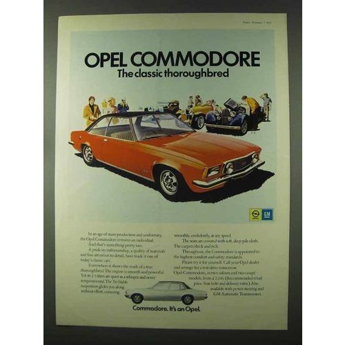 1973 Opel Commodore Ad - The Classic Thoroughbred