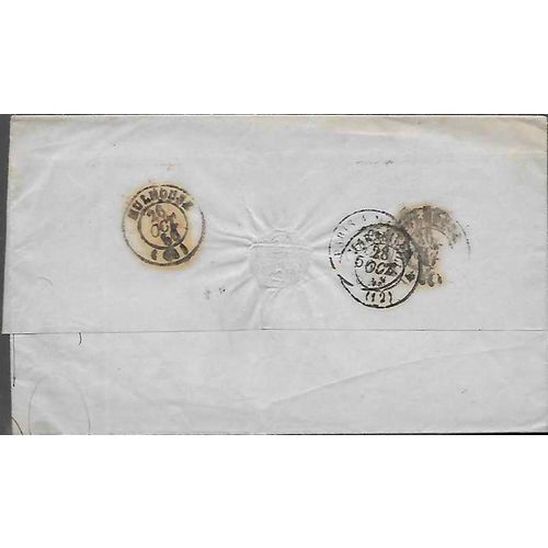 Switzerland Stampless 1856 St. Louis to Marseille France via Zurich then Paris