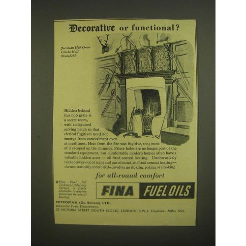1958 Petrofina Fina Fuel Oils Advertisement - Decorative or functional