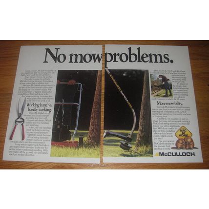 1984 McCulloch String Trimmer Ad - No mow problems