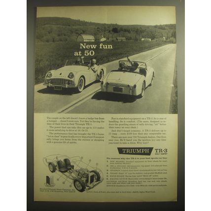 1959 Triumph TR-3 Car Ad - New fun at 50
