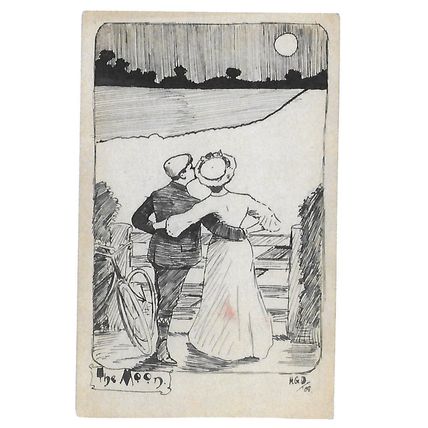 'The Moon', 1908. Illustrated by Harry for Olive - The Postal Museum
