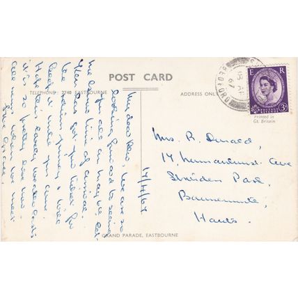 Standard size printed postcard Cavendish Hotel Grand Parade Eastbourne Sussex