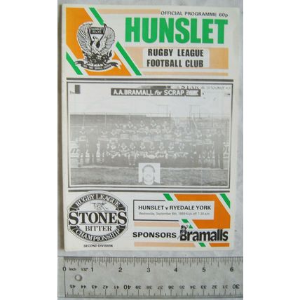 1988 programme Hunslet v. Ryedale York