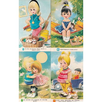 Bamforth Childrens Dog Taylor Tots 1970s Cute 4x Postcard s