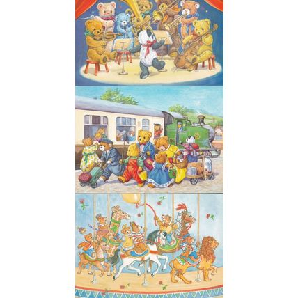 Teddy Bear Band Train Railway Roundabout 3x Medici Postcard s