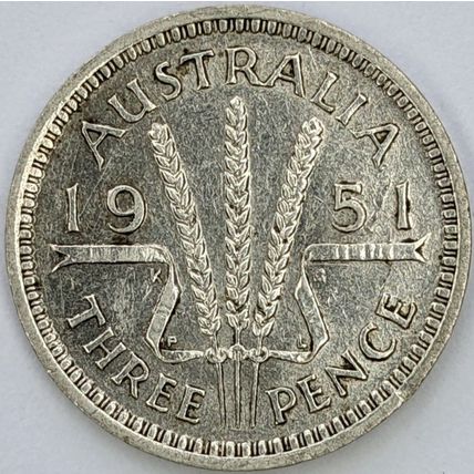 AUSTRALIA 1951 PL Threepence 50% Silver (A - D)