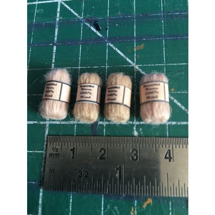 4 Balls of Beige Wool 1:12th Dolls House Miniature