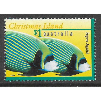 CHRISTMAS ISLAND $1 Emperor Angel Fish 1995 used