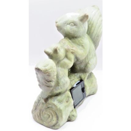 Mum & Baby Grey Squirrel Garden Ornament LED 18 CM Gift Christmas