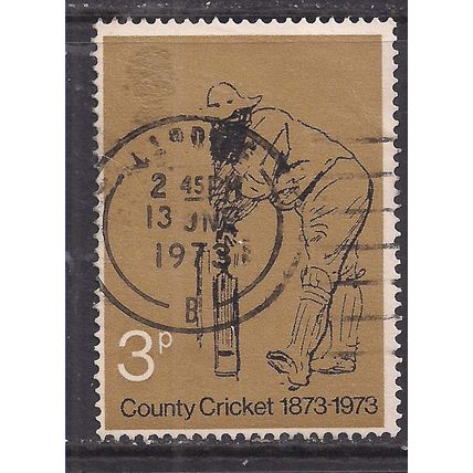 GB 1973 QE2 3p County Cricket used SG 928 ( C1436 )