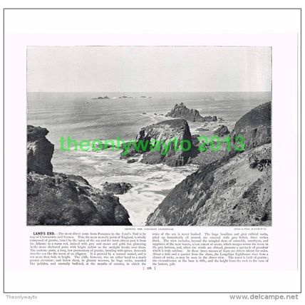 LANDS END, CORNWALL, ENGLAND, Book Illustration, c1895