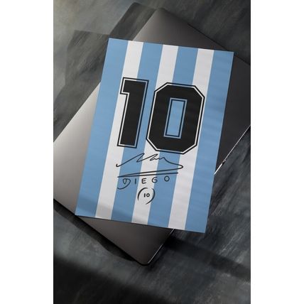 ICONIC DIEGO MARADONA SIGNED ARGENTINA SHIRT A5 Art Print (14.8 x 21cm)
