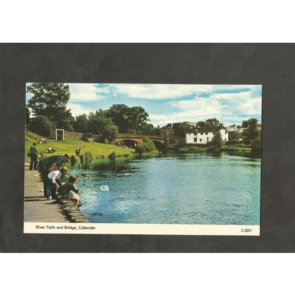 Postcard Scotland Callander River Teith and Bridge