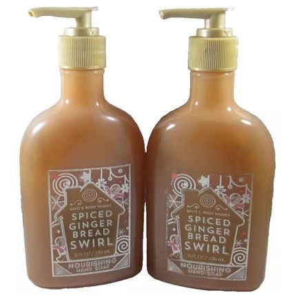 2 Bath & Body Works Hand Soap 8 oz Nourishing Spiced Ginger Bread Swirl