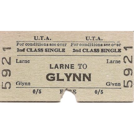 U.T.A. Edmondson Ticket - Larne to Glynn