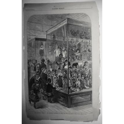 Children's corner at the Centennial: Dolls & Toys. Harper's Weekly 1877 Original