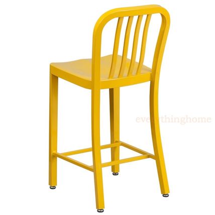 Mid-Century Yellow 'Navy Style Counter Stool Cafe Patio Chair Outdoor Commercial