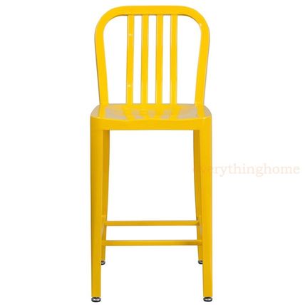 Mid-Century Yellow 'Navy Style Counter Stool Cafe Patio Chair Outdoor Commercial