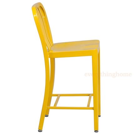 Mid-Century Yellow 'Navy Style Counter Stool Cafe Patio Chair Outdoor Commercial