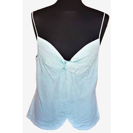 Daphne Reed Strappy Aqua 100% Cotton Embroidery Top Size 12 UK