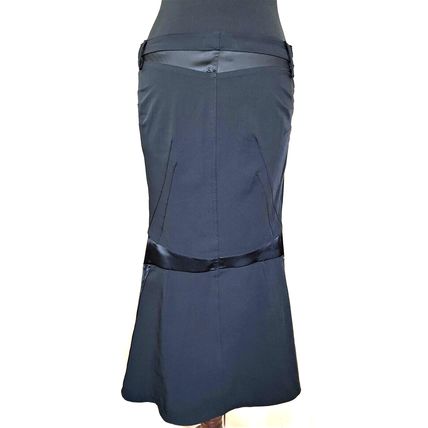 CYL Italy Black Satin Fitted Fluted Unique Vamp Goth Skirt Size S