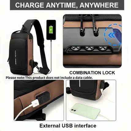 USB Charging Sport Sling Anti-Theft Shoulder Bag Crossbody Bags Chest Backpack