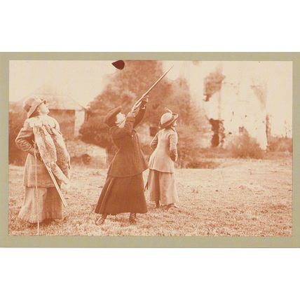 Postcard Pheasant Shooting 1910 Lady MacCalmont Shoot Gun Mount Juliet Nostalgia