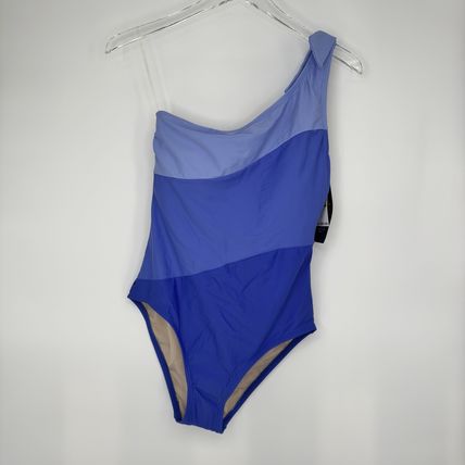 Aqua Couture One Shoulder Swimsuit M Blue Colorblock One-Piece NWT $60 MSRP