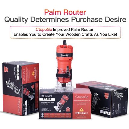 Compact Palm Router Tool, 800W Hand Wood Trimmer with 12PCS 1/4" Router Bits for
