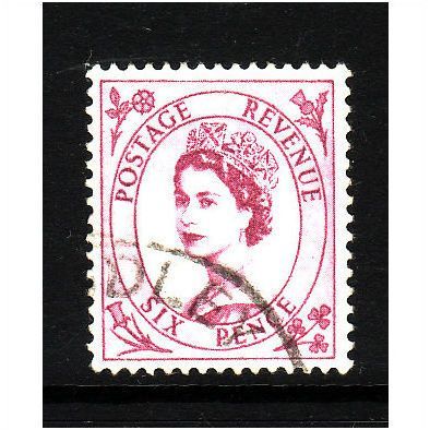 GREAT BRITAIN 1958 SG 579 6d CLARET FINE USED #4