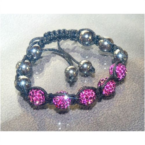Purple Disco Ball Crystal Black Hematite Shambala Bracelet Bangle Jewellery 1805