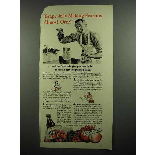 1942 Certo Pectin Ad - Grape Jelly-Making Season