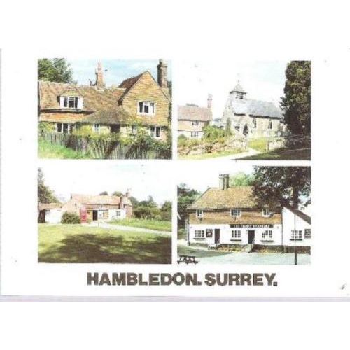 Hambledon, Surrey - multiview postcard inc school, church, shop, Merry Harriers