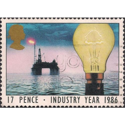 GB, North Sea Oil Drilling - Energy, blue 1986, 17p