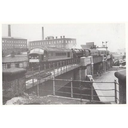 D122 & 44825 Derby Train entering Stockport Railway Station in 1962 Postcard