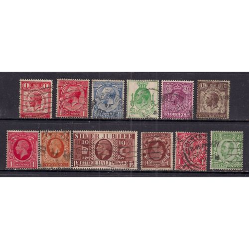 GB 1912 - 1935 KGV Selection of 12 used stamps ( 330 )