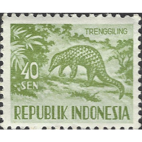 INDONESIA, MAMMAL, Sunda pangolin, olive-grey 1958, 40sen, #3