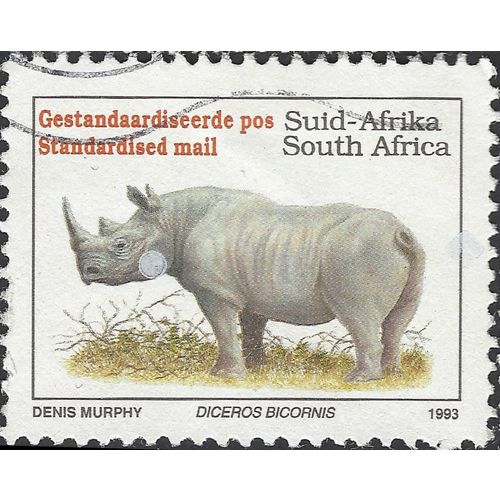 SOUTH AFRICA, MAMMAL, Black Rhinoceros, white 1993, standardised, #3