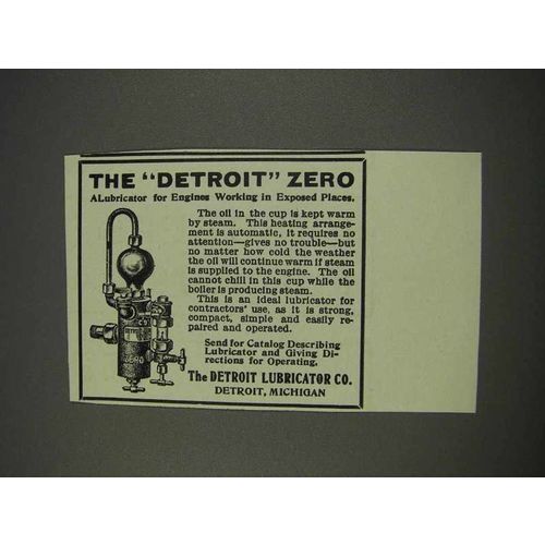 1910 The Detroit Zero Ad - A Lubricator for Engines