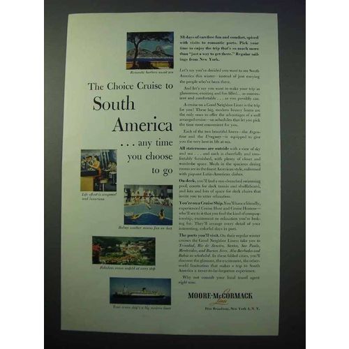 1953 Moore-McCormack Lines Cruise Ad - South America