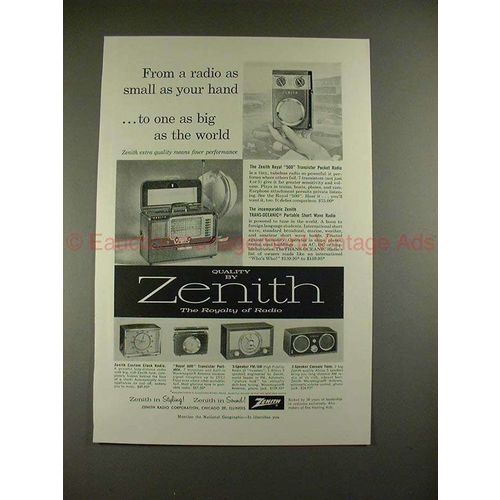 1957 Zenith Royal 500, 800, Trans Oceanic, Radio Ad!