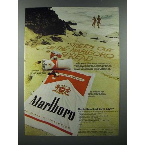 1970 Marlboro Cigarette Ad - Stretch Out on Spread