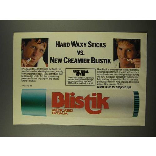 1986 Blistik Medicated Lip Balm Ad - Hard Waxy Sticks Vs. Creamier