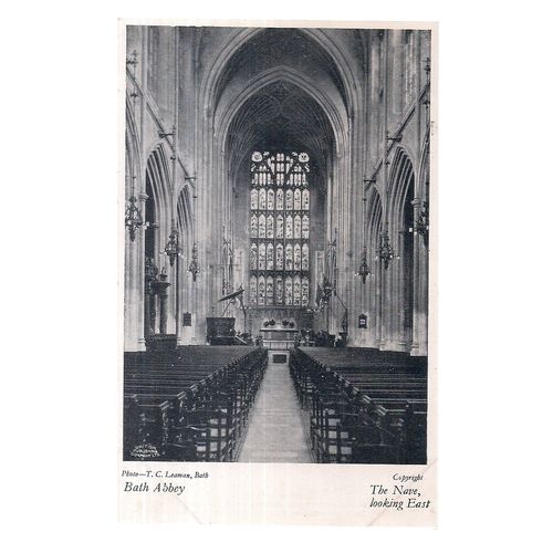 THE NAVE LOOKING EAST, BATH ABBEY unused vintage postcard =